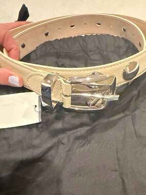 KHAITE Benny Studded Belt in Dark Ivory Leather *with dust bag